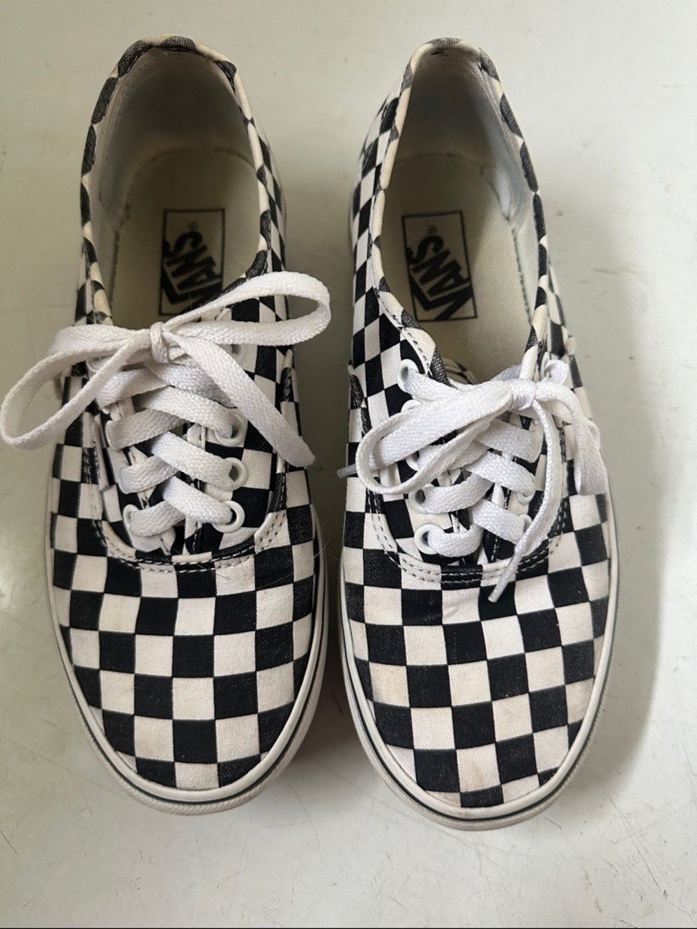 Vans Black and White Checkerboard Lace-Up Sneakers